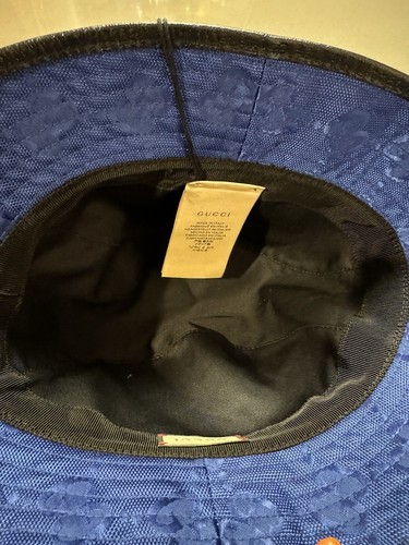 GUCCI - Blue/black Trim NWT Monogram Bucket Hat / With Dust Bag To Storage It. - Picture 5 of 10