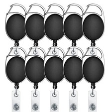 10 Pcs Retractable ID Badge Holder Belt Clips Heavy Duty Keychain Reel Holder