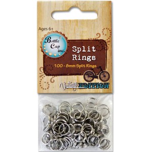 Bottle Cap Split Rings 8Mm, Silver, 100-Piece (609465590738)