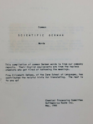 VINTAGE Hoffmann La Roche Scientifc German Language Word Book Nutley NJ