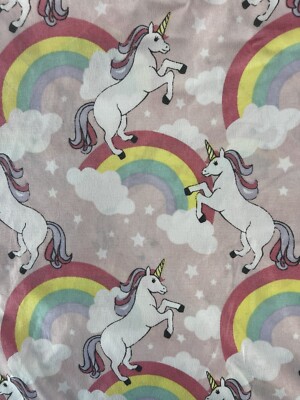 Jak & Jemma Flat Full Sheet Unicorns Rainbow Multicolor Clouds