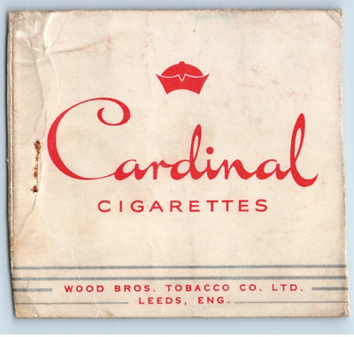 Vintage Cardinal Wood Bros. Empty Cigarette Pack Label F147E