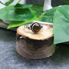 Tiger  s Eye Handmade Gemstone Ring 925 Silver Plated New Free Ship Size 8 5265