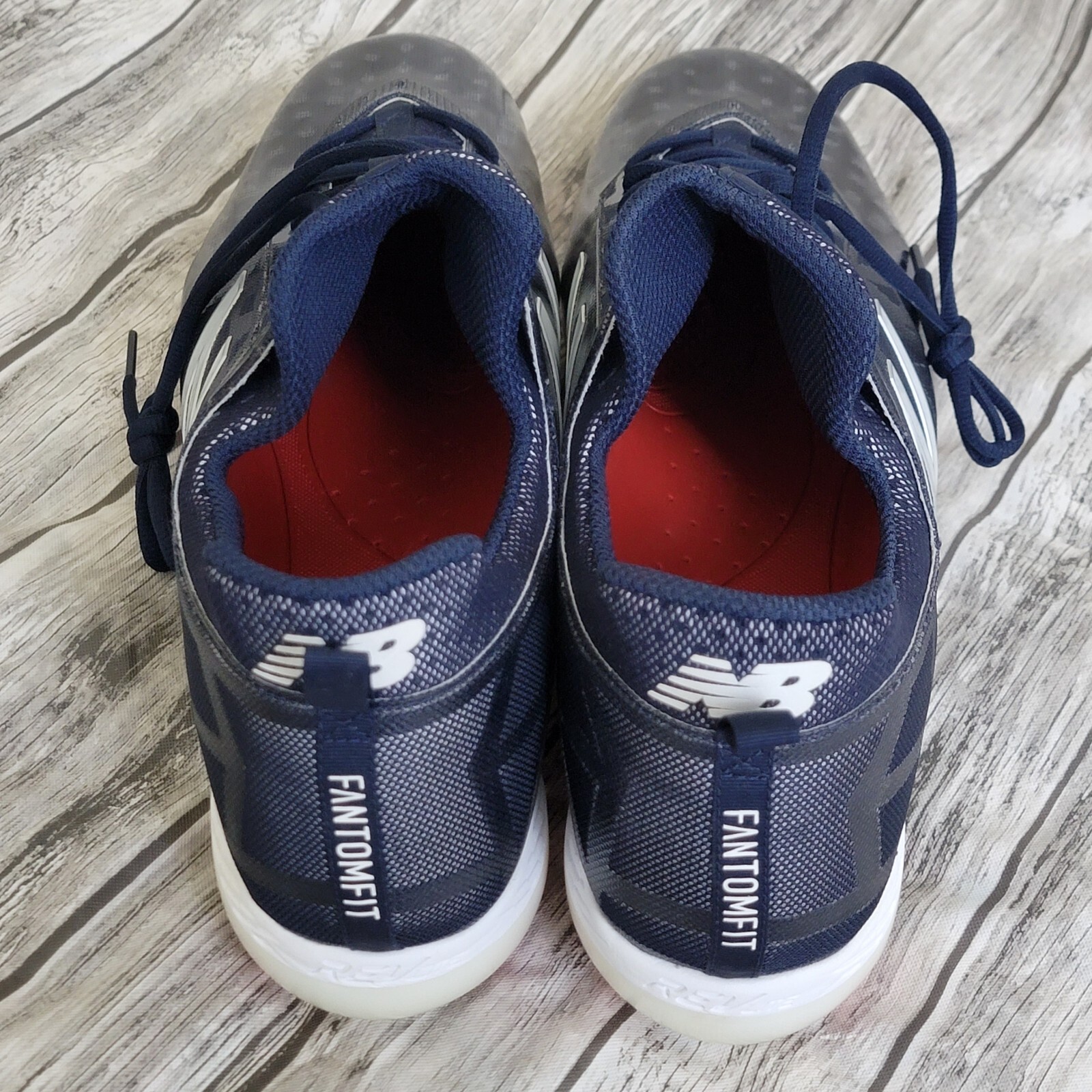 Mens New Balance COMPv1 Hybrid Low Rubber Baseball Cleat Blue and White