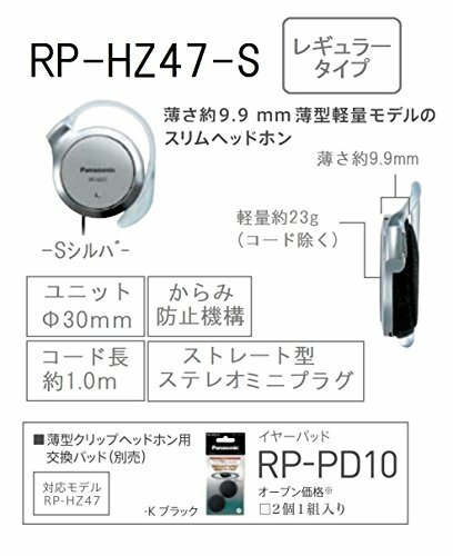 Panasonic clip headphone silver RP-HZ47-S NEW from Japan | eBay Panasonic clip headphone silver RP-HZ47-S NEW from Japan | eBay