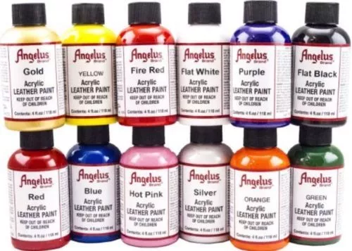 Angelus Acrylic Leather & Vinyl Starter Set - Kit #5, 12 4oz Bottles of  Paint