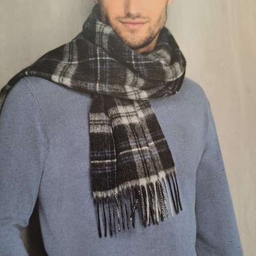 UP2FASHION Herren Winter Schal 180x32 cm Wolle 80%, Kaschmir 20% d.grau kariert - Bild 2 von 10