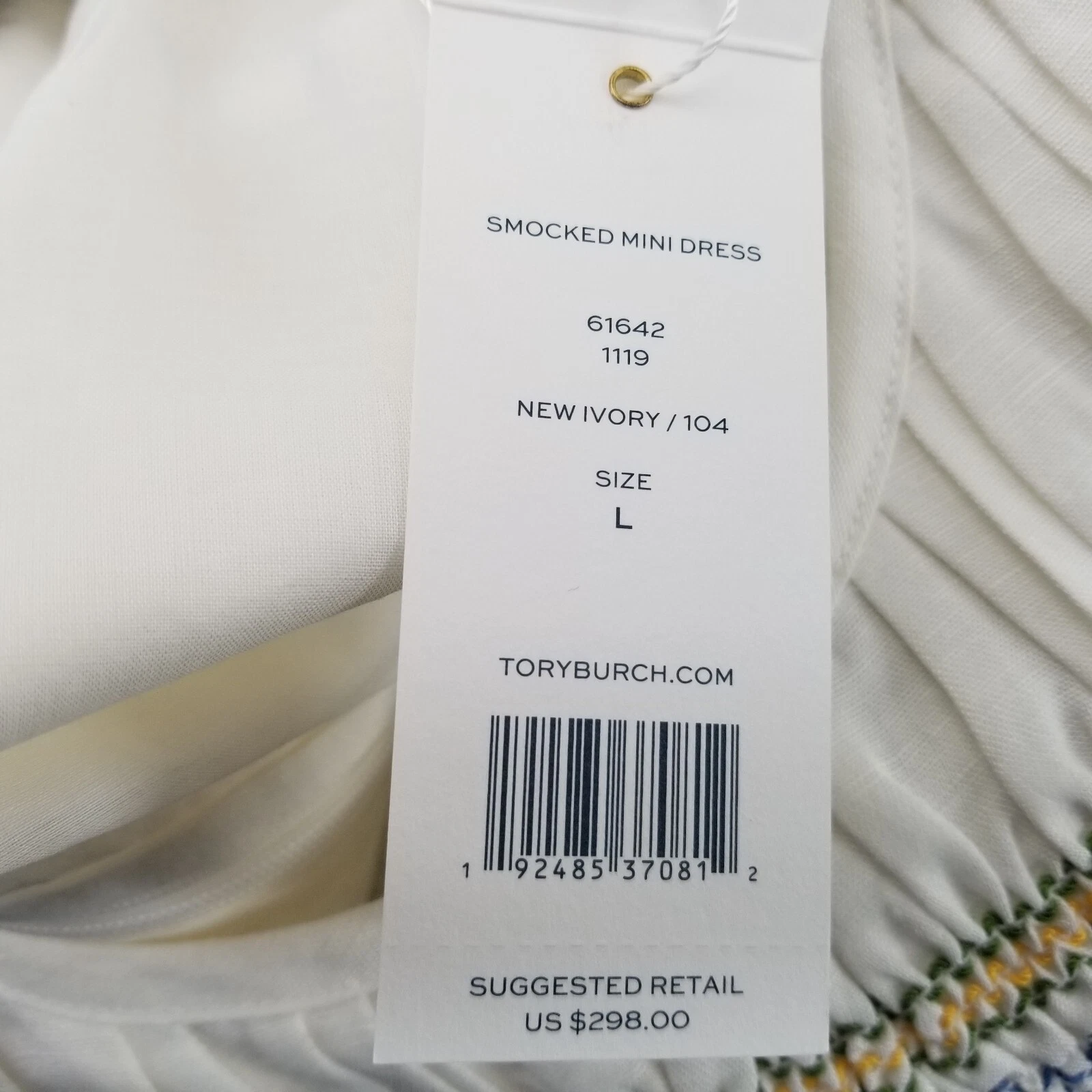 Tory Burch mini abito donna lino fumè 61642 nuovo avorio 104 taglia large