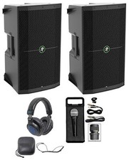 Pair Mackie Thump210 10" 1400w Powered DJ PA Speakers Microphone Headphones