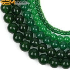 Round Green Jade Gemstone Beads For Girl Jewelry Making Strand 15'' Size Pick