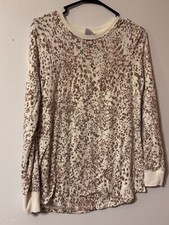 Stars Above Women  s Leopard Print 2 Piece Long Sleeve Pajama Set Size Medium