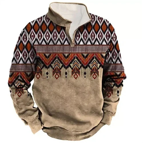 Men's Pullover Aztec Cowboy Mens Hoodie Vintage Graphic Western Hoodies - Picture 12 of 17