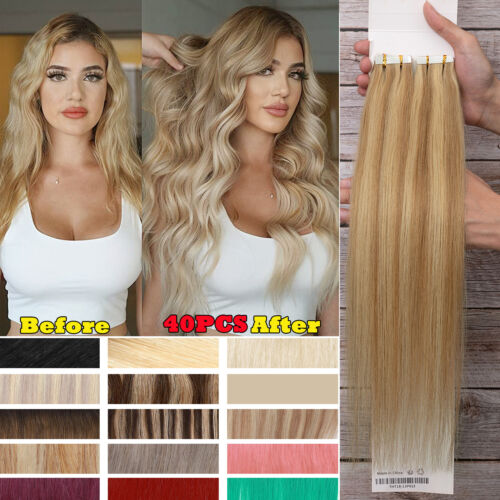CLEARANCE Cinta In Remy Human Hair Extensions Full Head Skin Weft Balayage/Ombre - Imagen 8 de 64