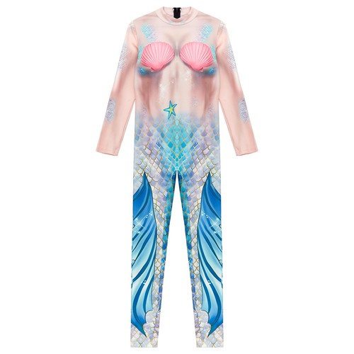 Girls Fish Scales Print Unitard Full Body Jumpsuit Mermaid Cosplay Performance - Picture 144 of 149