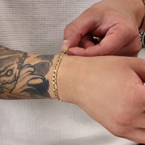 14K Yellow Gold 3.5mm-7.5mm Figaro Chain Link Bracelet Mens Women 7" 7.5" 8" 9" - Picture 60 of 72