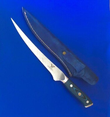 Filet knife 8'' German steel 14116, Composite blue laser etched blade full tang 