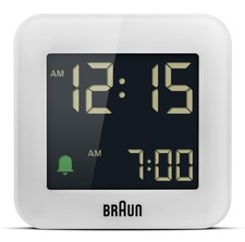 Image of Braun Digital Travel Alarm Clock with Snooze, Compact Size, One White