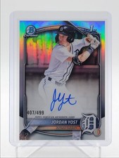 JORDAN YOST 2025 BOWMAN CHROME DRAFT 1ST REFRACTOR TIGERS AUTO /499 Q3967