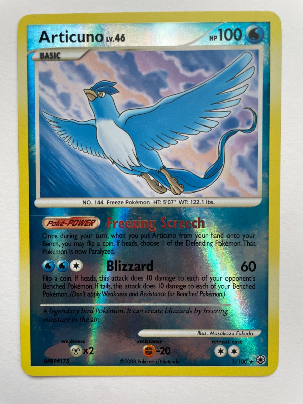 Pokémon Articuno 1/100 Majestic Dawn REVERSE HOLO 2008 Rare Legendary Bird LP