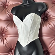 New Small White Strapless Sweetheart Bustier Top Boned Corset