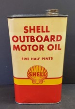 Vintage Shell Outboard Motor Oil can Five half pints empty