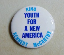 Eugene McCarthy Kennedy 1968 campaign pin button political