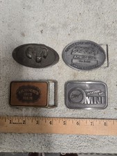 lot of 4, vintage belt buckles, aviation, sunbury, armour's, ram head