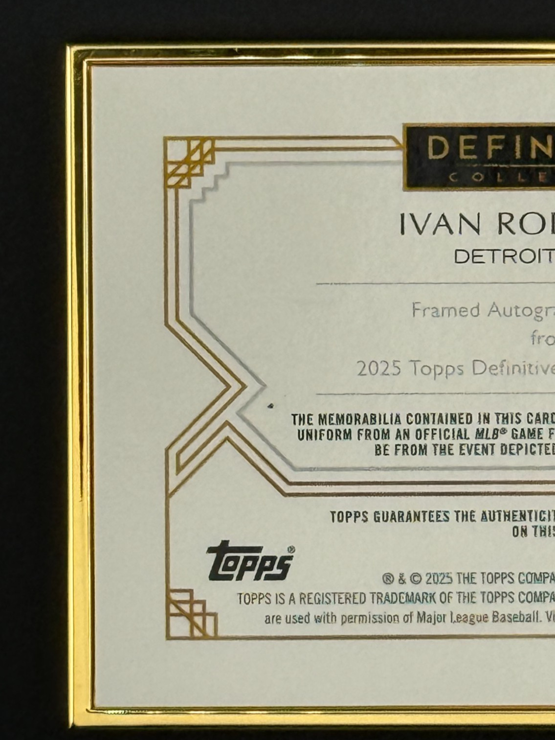 2025 Topps Definitive Gold Frame Autograph Patch IVAN RODRIGUEZ AUTO #5/5  #FAPC view 4