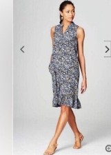 J. Jill Sz S Garden Floral Print Sleeveless Button Down Midi Dress Cottagecore