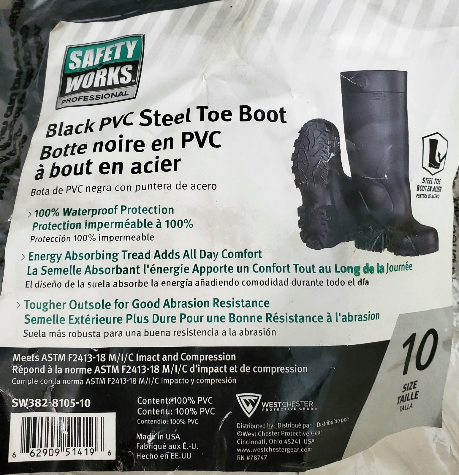 Safety Works Professional Black 16" PVC Steel Toe Boots