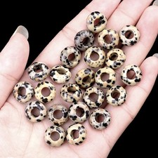 100pcs Natural Spotted Stone Beads Abacus Big Hole Beads 5x10mm Jewelry Making