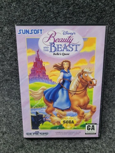 Vintage Disney Beauty And The Beast Belle's Quest Sega Genesis Video Game CIB