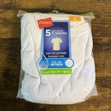NEW - Hanes Boys Tagless T-Shirts - Large - White - 5-Pack