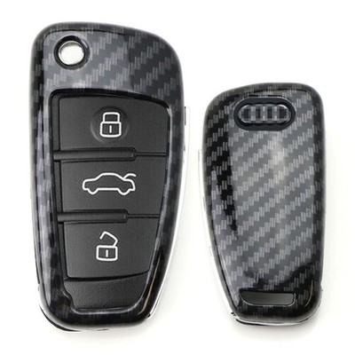 ''Carbon Fiber'' Key Fob Shell For Audi A3 S3 A4 S4 A6 Q5 Q7 TT R8 Flip Blade Key