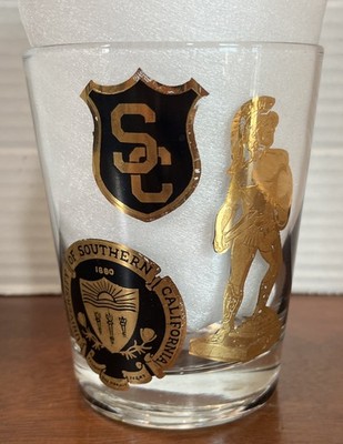 Vintage 1955 USC vs. UCLA Trojans Bruins Football Rocks Glass Lowball 4-1/4''. RM