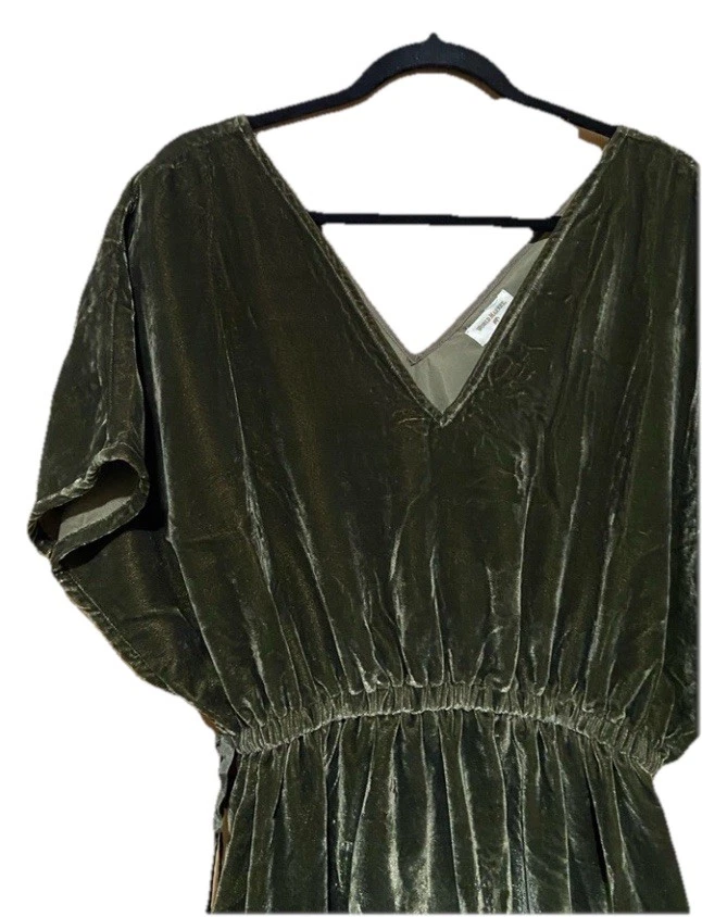 Vestido WORLD MARKET Terciopelo Verde Talla L/XL Cintura Imperio Estilo Antropología Foto 2 de 4