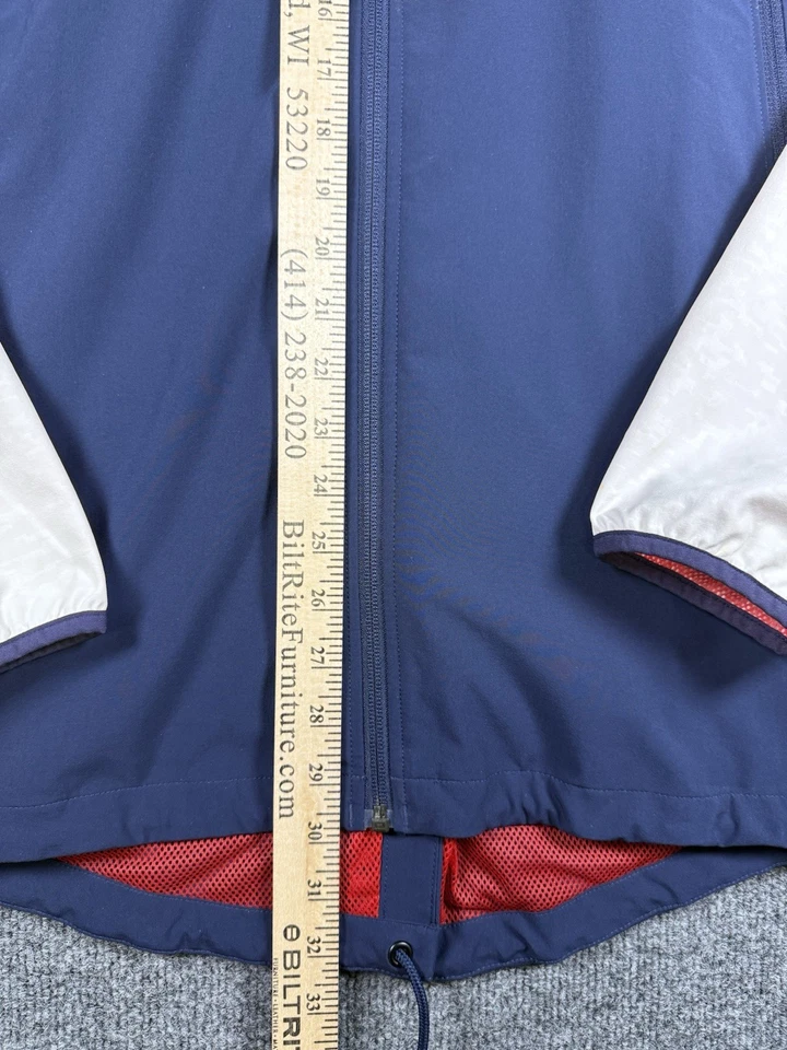 UNDER ARMOUR Mens Red White Blue Hooded Sportstyle Fish Tail Rain Jacket Large - Image 3 of 4