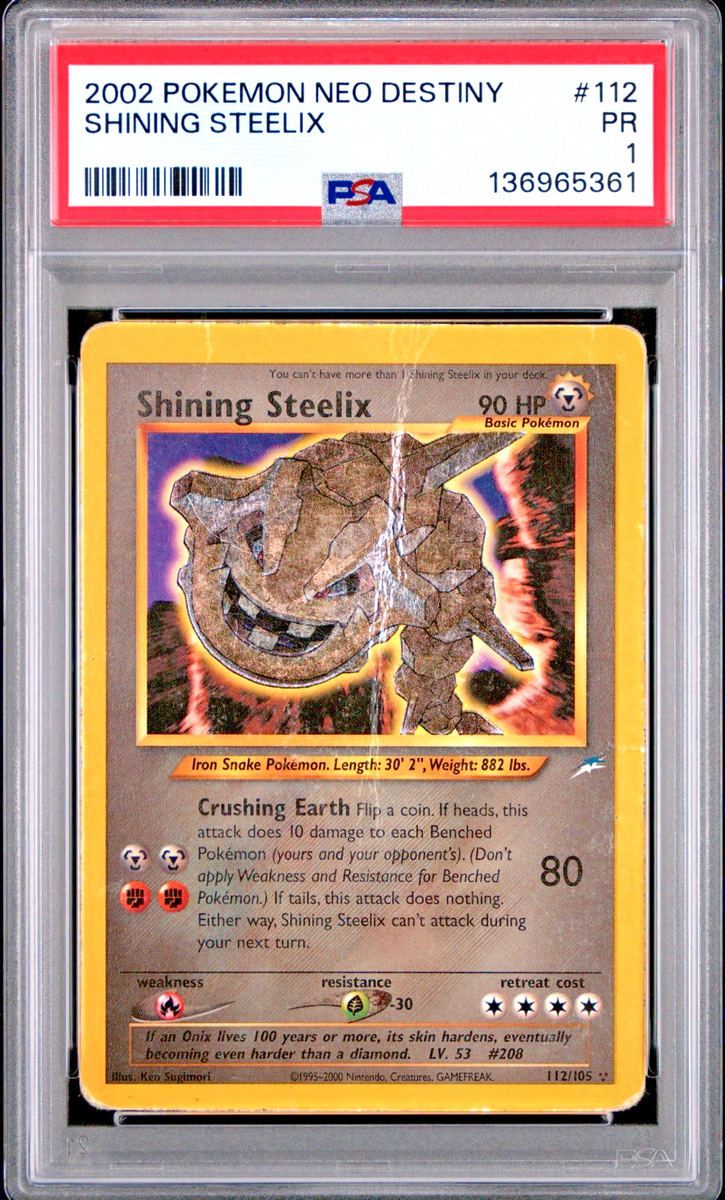 PSA 1 2002 Neo Destiny Shining Steelix 112/105 Holo Foil Pokemon