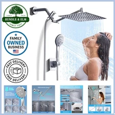 High Pressure Stainless Steel Rain Shower Head Handheld Combo 5 Modes Overhea...