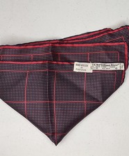 Vintage Christian Dior Italy Silk Pocket Square Handkerchief Plaid Red Burgundy