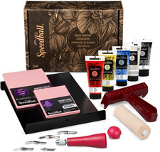 Speedball Deluxe Block Printing Kit - Includes Inks, Brayer, Bench Hook, Lino Ha