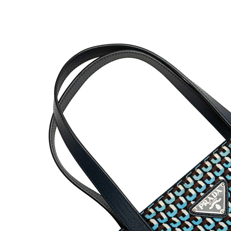 PRADA Allover Pattern Triangle Logo Plate Tote Ba… - image 4