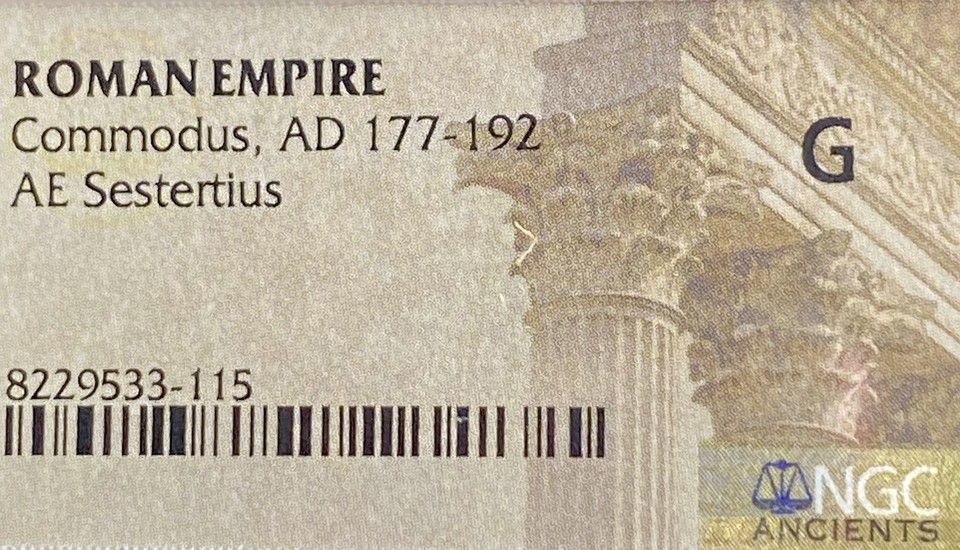 Emperor Commodus Sestertius NGC Graded Ancient Roman Coin 177-192AD ...