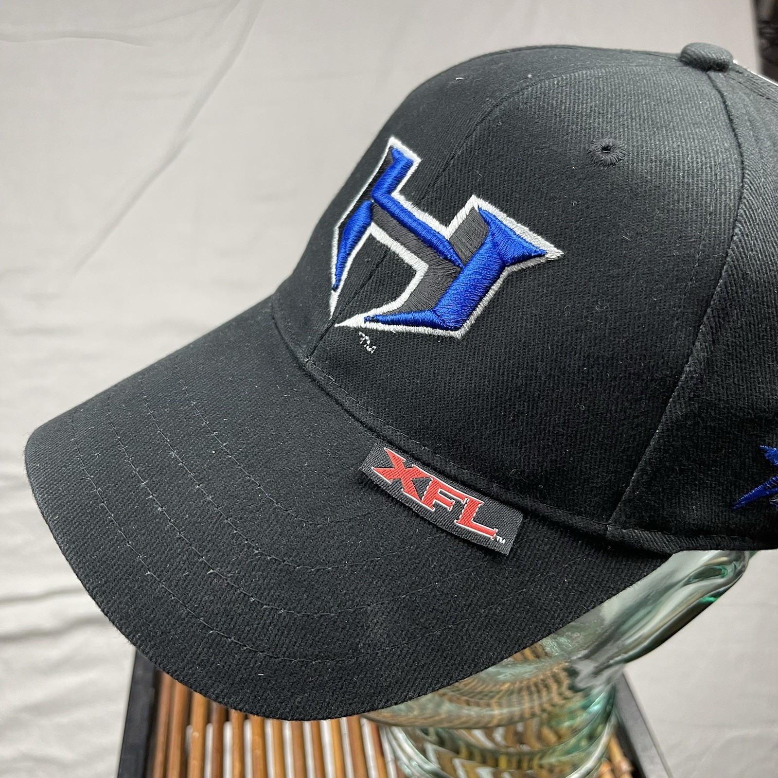 New York New Jersey Hitmen Hat Cap Mens Fitted Stretch Black XFL Drew Pearson image 9