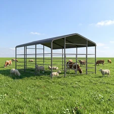 13x20ft Galvanized Metal Livestock Shelter Heavy-Duty Cattle Barn Animal Shade