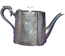 Antique Victorian Silver Plated Teapot Martin Hall & Co Sheffield 1860-1890