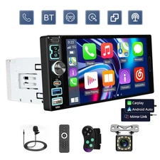 1Din Apple Carplay Android Auto Car Stereo Radio Bluetooth 6.9" Touch Screen CAM