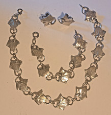 Fabulous MAX RIEG Sterling Silver Earrings, Bracelet & Necklace ~ Ivy Leaf Motif