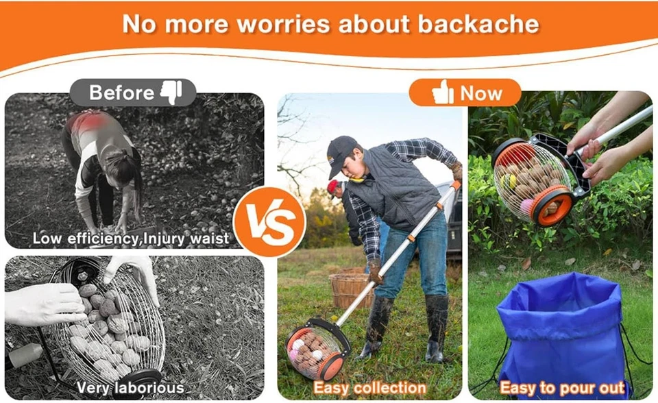 Acorn Picker Upper Rolling Nut Collector, Walnut Picker Nut Gatherer Roller AU - image 3 of 4