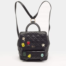 Dior Stardust Charm Medium Black Cannage Leather Backpack